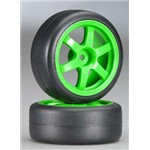 Traxxas Tires & Green Wheels (Slicks) 1.9 Gymkhana)