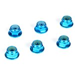 4mm Aluminum Serrated Lock Nuts, Blue (6)