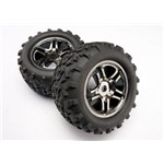 Black Chrome Wheel/Maxx Tire (2) Revo, E-Maxx, T-Maxx