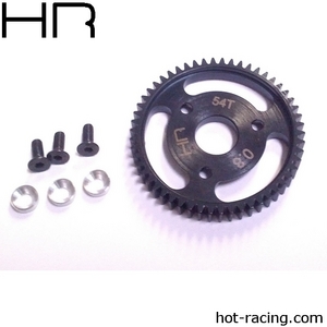 Hot Racing Silver 54 Tooth 32 Pitch, 0.8M Steel Spur Gear
