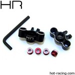 Hot Racing Black Aluminum Knuckles, 1/16 (Red Screw)