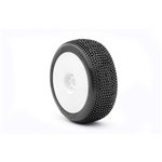 AKA Impact 1/8 Buggy Pre-Mounted Tires (2) (White) (Medium - Lon