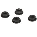 M4 Aluminum Serrated Nuts, Low Profile, Black (4)