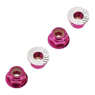 Traxxas Nuts Flanged Nylon Locking Alum 4mm Pink (4)