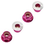 Nuts Flanged Nylon Locking Alum 4mm Pink (4)