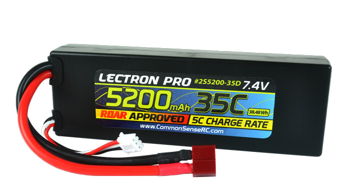Common Sense RC Lectron Pro 7.4V 5200mAh 35C Lipo Battery with Deans-Type Connec