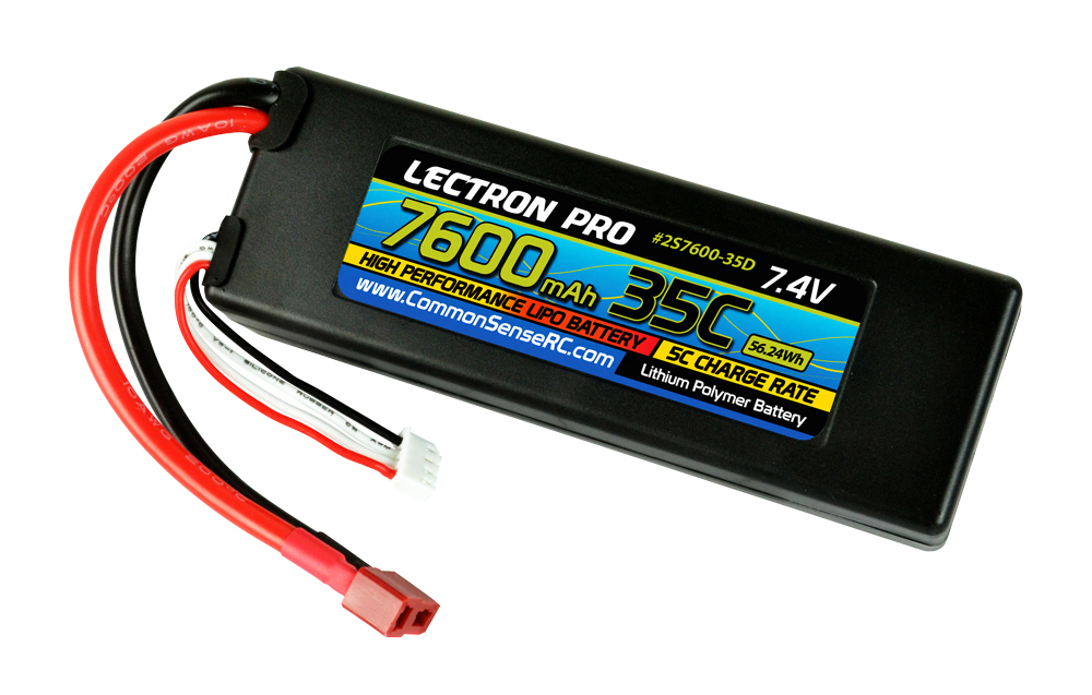 Common Sense RC Lectron Pro 7.4V 7600mAh 35C Lipo Battery with Deans Connector