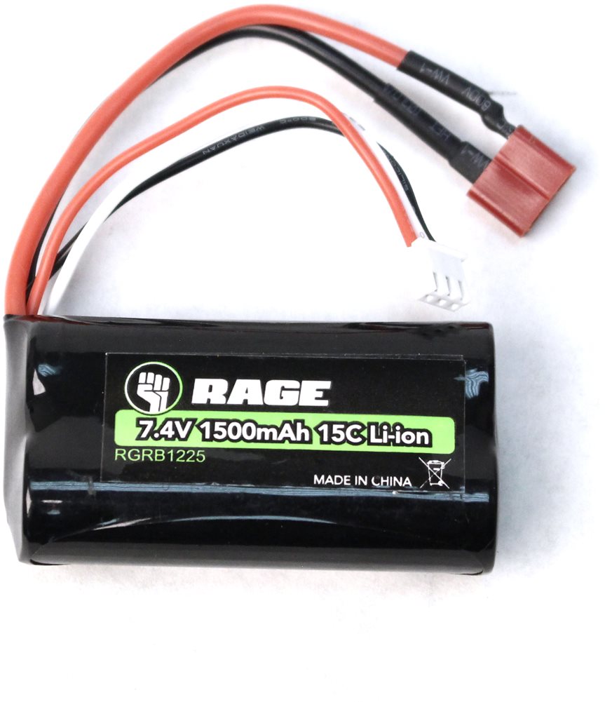 Rage RC 7.4V, 1500Mah Li-Ion Battery: Black Marlin