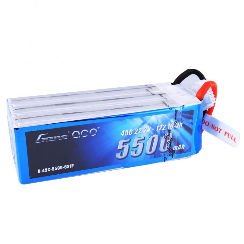 Gens Ace 5500mAh 22.2V 45C 6S1P Lipo Battery Pack with Deans Plug