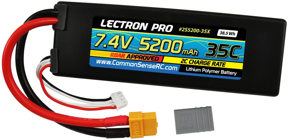 Common Sense RC Lectron Pro 2S 5200mAh 35C Lipo With XT60 + Cdata-url=