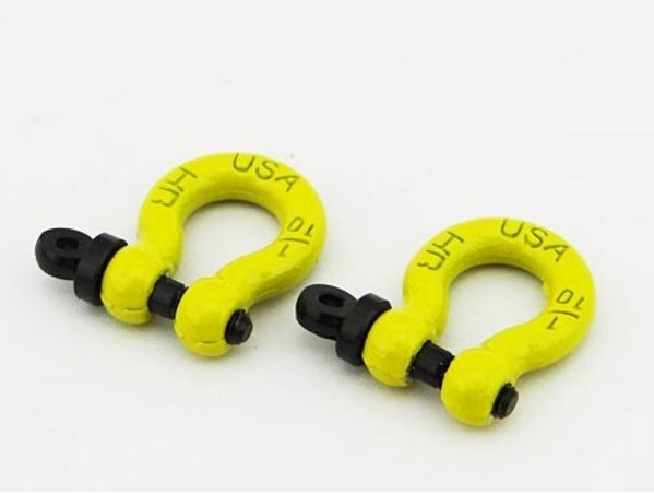 Hot Racing Aluminum 1/10 Scale Tow Shackles, Yellow, (D-Rings) For Axial Sc