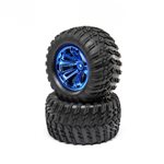 Wheel and Tire Mounted Blue Chrome (2): TENACITY T