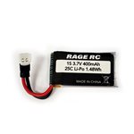 Rage RC 1S 3.7V 400Mah 25C Lipo Battery; Tempest 600, Super Cub Mx, Micr
