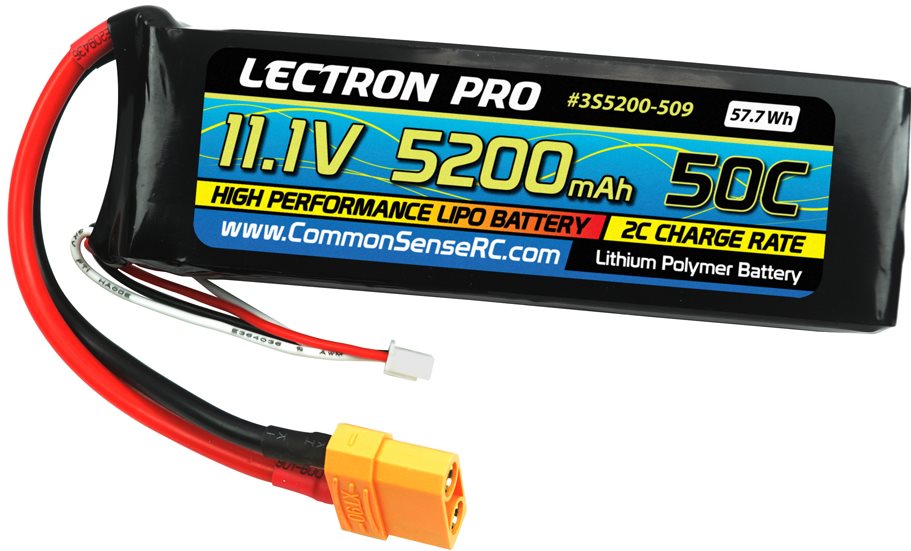 Common Sense RC Lectron Pro 11.1V 5200mAh 50C Lipo Battery with XT90 Connector