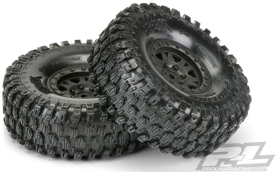 Proline Hyrax 1.9\" G8 Tires, Mounted On Impulse Black Plastic Bead-Loc W