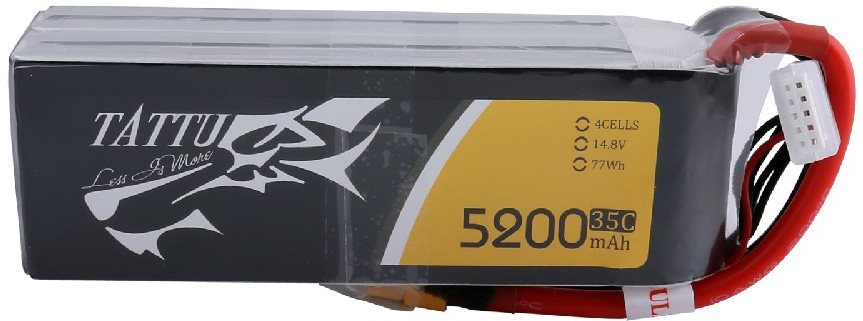 Gens Ace Tattu 5200mAh 14.8V 35C 4S1P Lipo Battery Pack with XT60 plug