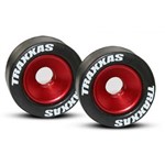 Mntd Wheelie Bar Tires/Whls Red (2)
