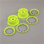 Wheel and Beadlock Set, Flo Yellow (2): 5ive-T 2.0