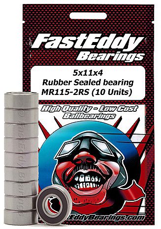Fast Eddy 5X11x4mm Rubber Sealed Bearing (10) Mr115-2Rs