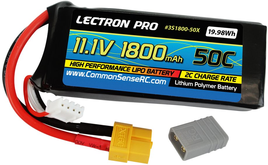 Common Sense RC Lectron Pro 11.1V 1800mAh 50C Lipo Battery with XT60 Connector +