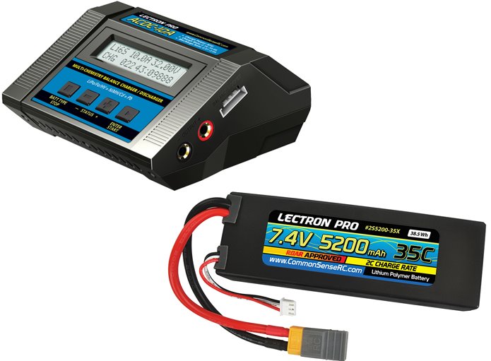 Common Sense RC Power Pack #01 - ACDC-10A Charger + 1 x 7.4V 5200mah 35C w/ XT60