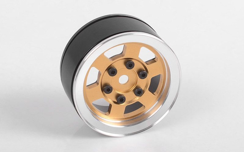 RC 4WD Six-Spoke 1.55\" Internal Beadlock Wheels (Gold)