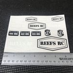 Reefs RC Clear Decal Sheet, W/ Reefs Rc Logo