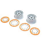 Beadlock Wheels, Silver/Orange (2): DBXL-E 2.0