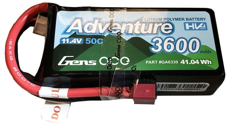 Gens Ace Adventure High Voltage 3600mAh 3S1P 11.4V 50C Lipo Battery with