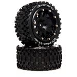 Six Pack ST Belted 2.8 2WD Mounted Rear Tires, 0 Offset, Black (