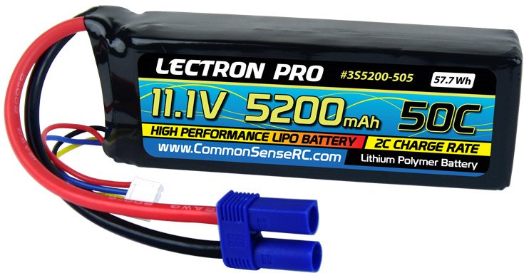 Common Sense RC Lectron Pro 11.1V 5200mAh 50C Lipo Battery with EC5 Connector