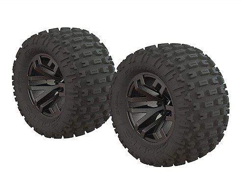 ARRMA Dboots \'Fortress MT\' Tire Set Glued Gun Metal (2)