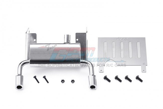 GPM Racing Scale Accessories: Metallic Fuel Tank+Exhaust Pipe For Scx10 III