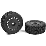 Off-Road 1/8 Truggy Tires - Tracer - Glued On Black Rims - 1 Pai