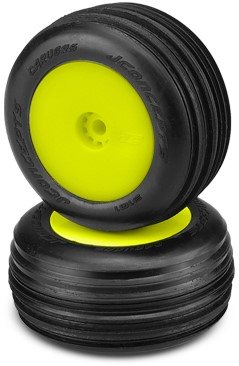 J Concepts Carvers Tires, Green Compound, Pre-Mounted On Yellow Wheels, Fit