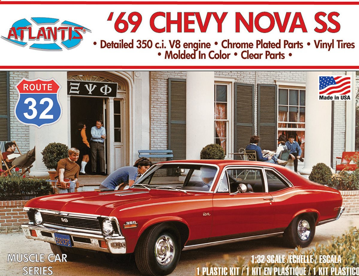 Atlantis Toy and Hobby Inc. 1/32 1969 Chevy Nova Ss Route 32 Plastic Model Kit, Skill Level