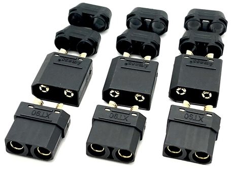 Maclan Racing Xt90 Connectors, Black, W/ 3 Female + 3 Male Plugs