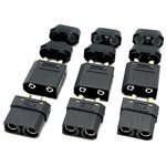 Xt90 Connectors, Black, W/ 3 Female + 3 Male Plugs
