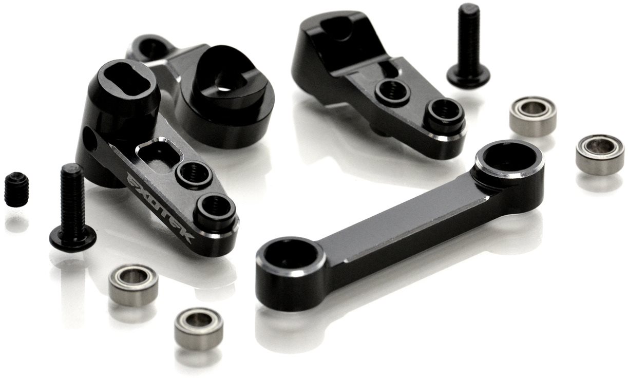 ExoTek 22S Hd Steering Set, Full Bearing Style, 7075 Black And Silver