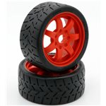 1/8 Gripper 42/100 Belted Mounted Tires 17Mm Red Wheels