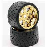 1/8 Gripper 54/100 Belted Mounted Tires 17Mm Gold Wheels