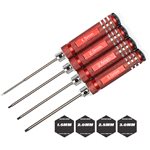 Metric High Speed Steel Hex Driver Set W/ Red Handles (4Pc)