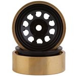 SSD RC SCX24 1.0 Aluminum/Brass D Hole Beadlock Wheels (Black) (2)