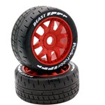 1/8 Gt Beast Belted Mounted Tires, Soft Compound, 17Mm Red Wheel