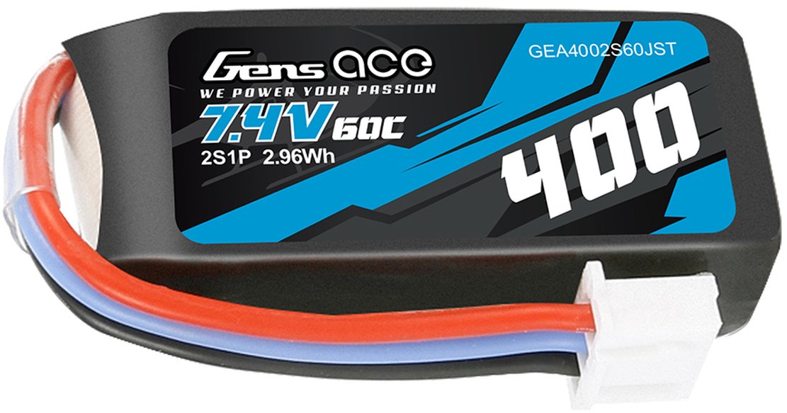 Gens Ace 400mAh 7.4V 60C 2S1P Lipo Battery Pack with JST-XHR Plug