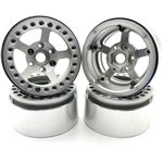1.9" Aluminum Beadlock Rims (4Pcs) 5 Star, Silver