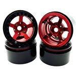 1.9" Aluminum Beadlock Rims (4Pcs) 5 Star, Red With Black Rings