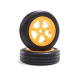 Rib Front Tires, Mounted, Orange (2): Mini JRX2