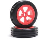 Rib Front Tires, Mounted, Red (2): Mini JRX2