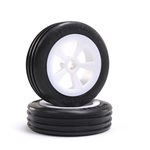 Rib Front Tires, Mounted, White (2): Mini JRX2